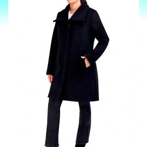 Cole Haan womens Double Face Wool Button-up Coat With Convertible Collar NWT